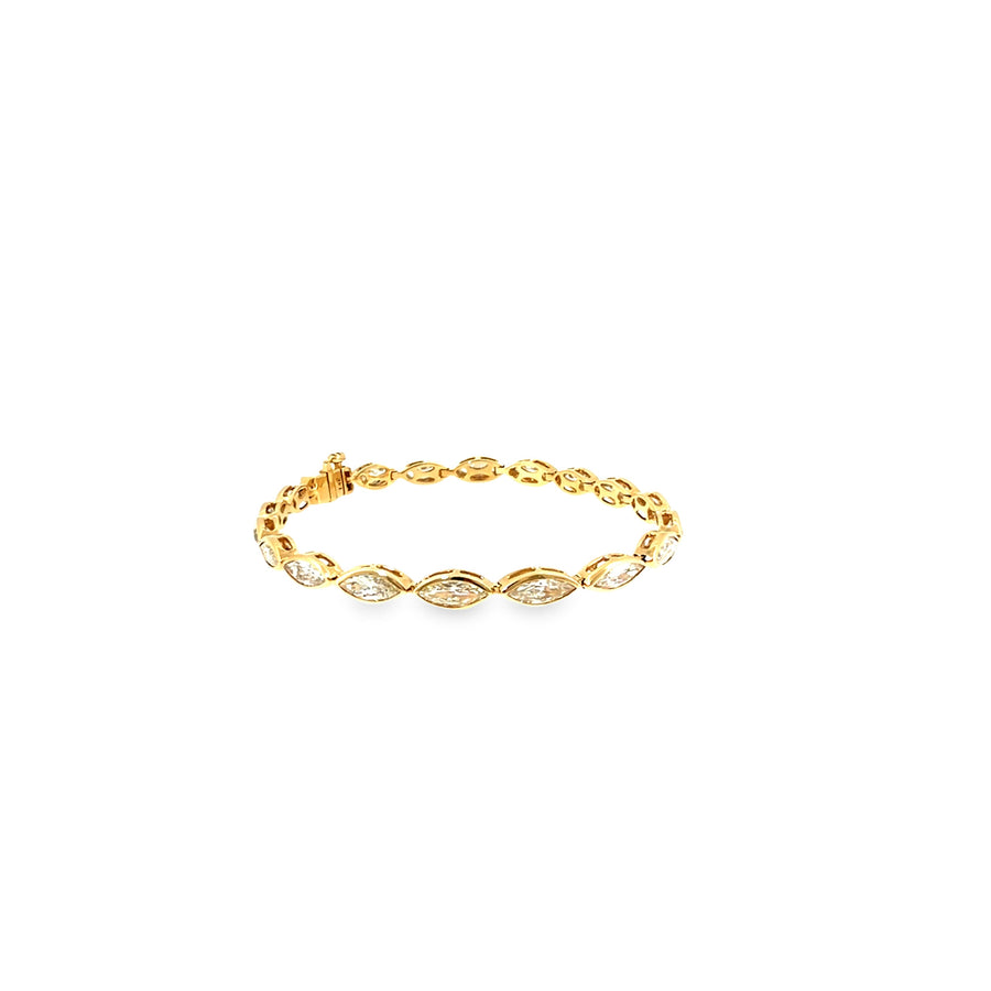 The Marquise Line Tennis Bracelet, 7.00 ct Diamond, 14K Yellow Gold by Benji Designs, view 1