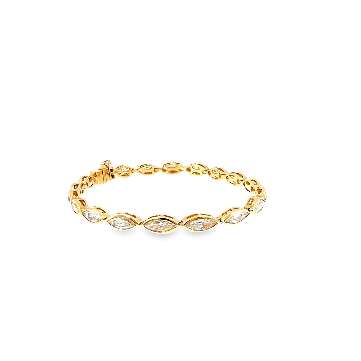 The Marquise Line Tennis Bracelet, 7.00 ct Diamond, 14K Yellow Gold by Benji Designs, view 2