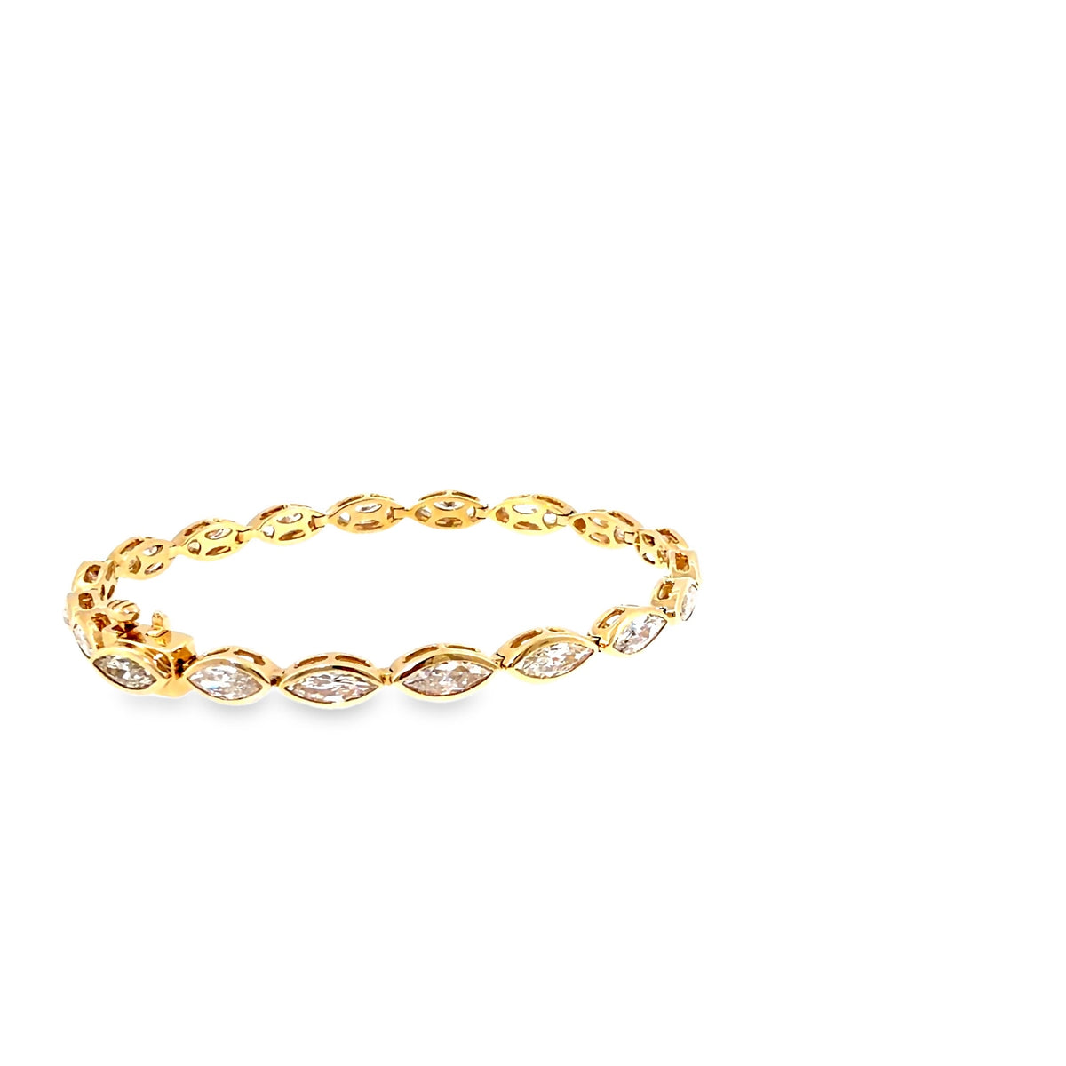 The Marquise Line Tennis Bracelet, 7.00 ct Diamond, 14K Yellow Gold by Benji Designs, view 5