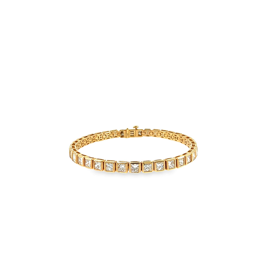 The Princess Row Tennis Bracelet, 6.00 ct Diamond, 14K Yellow Gold by Benji Designs, view 1