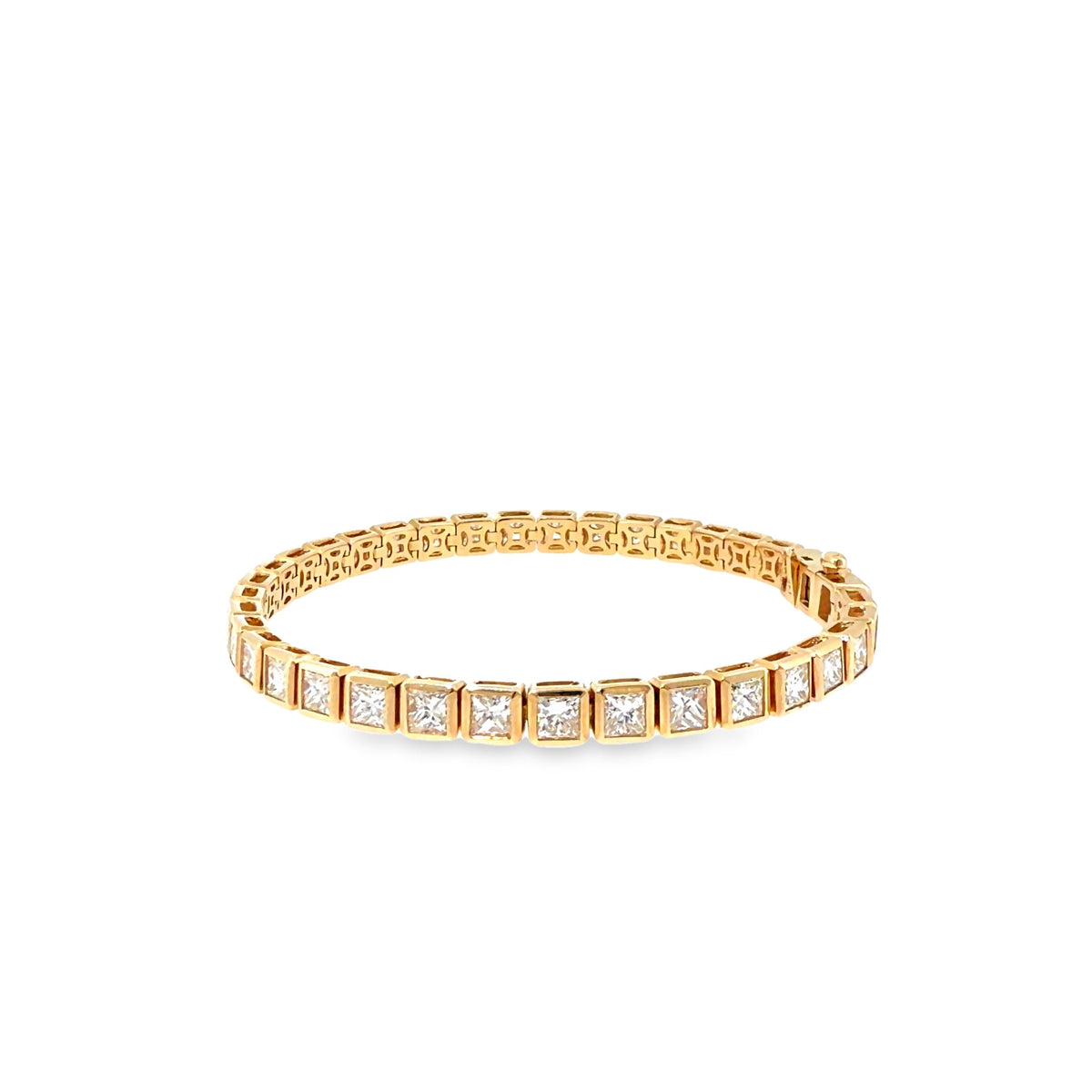 The Princess Row Tennis Bracelet, 6.00 ct Diamond, 14K Yellow Gold by Benji Designs, view 3