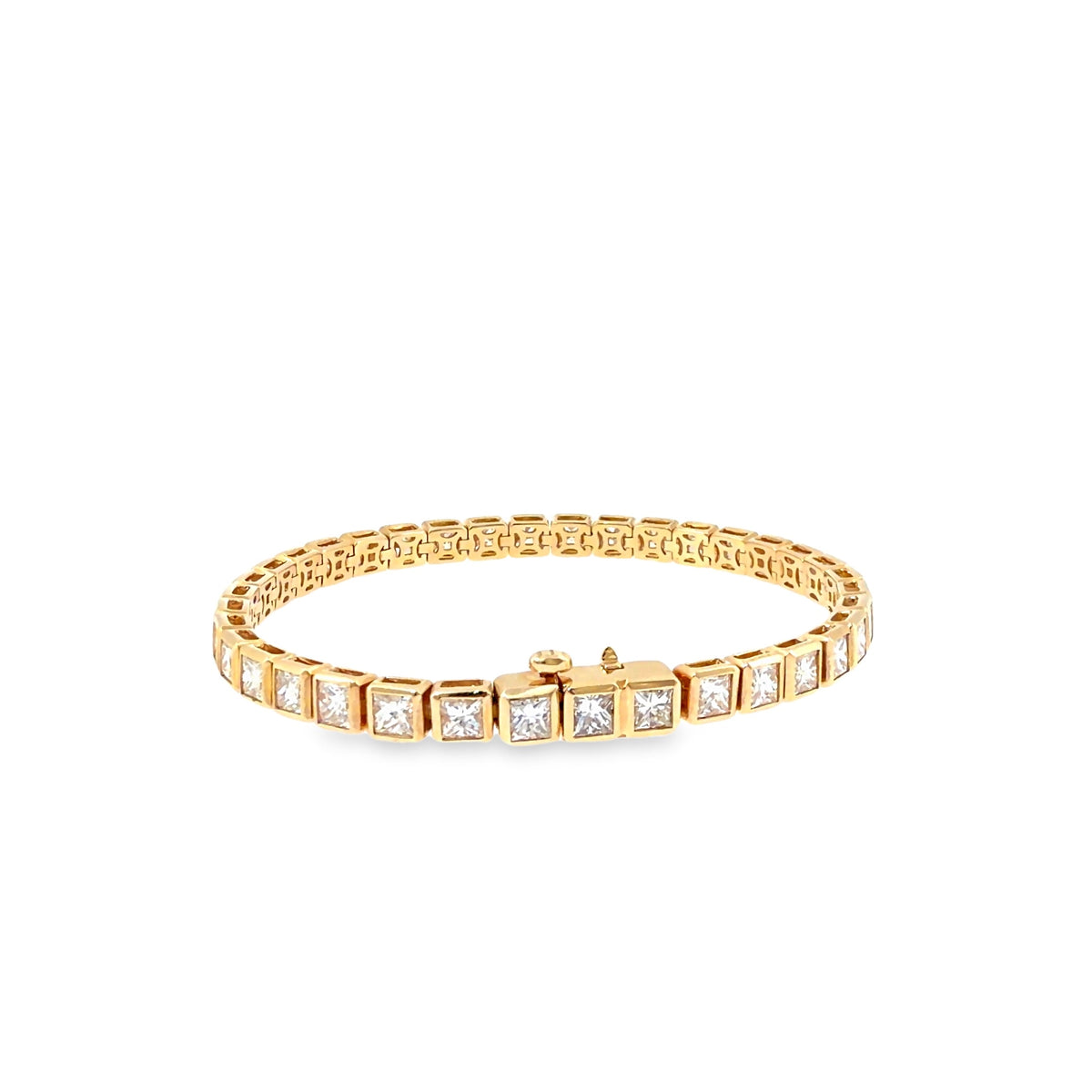 The Princess Row Tennis Bracelet, 6.00 ct Diamond, 14K Yellow Gold by Benji Designs, view 4