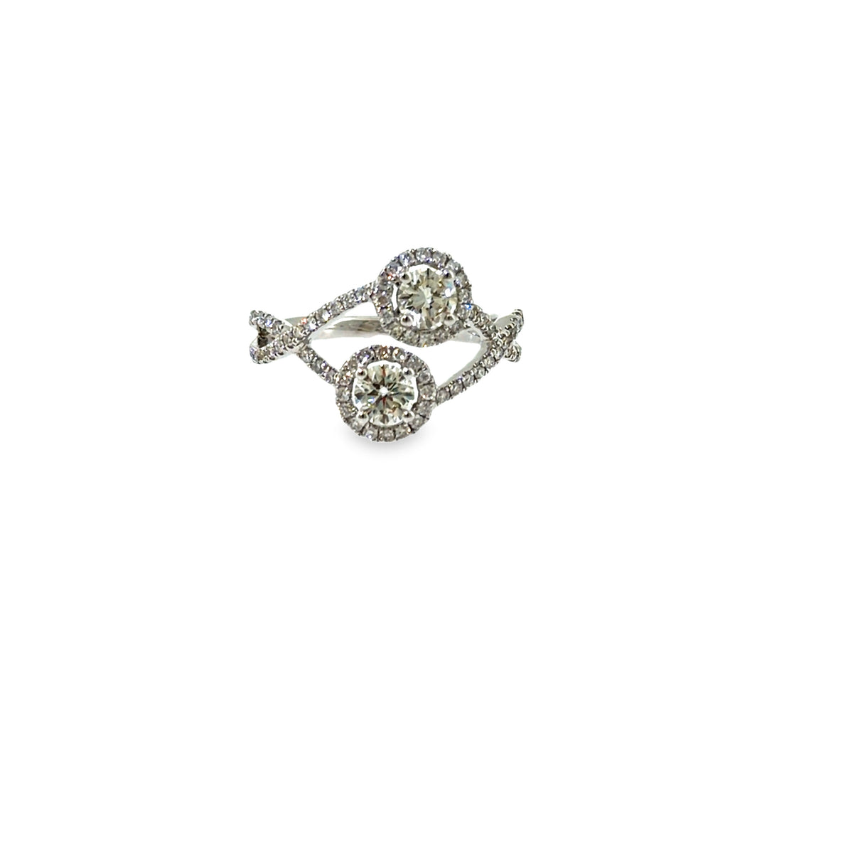 The Moonlit Twins Ring, 1.02ct Diamond, 18K White Gold by Benji Designs, view 1