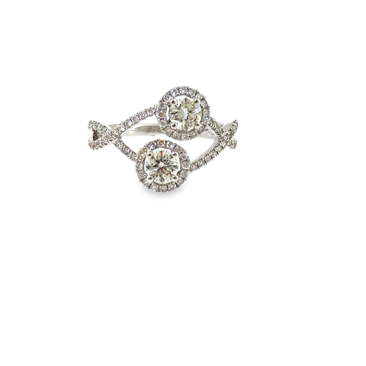 The Moonlit Twins Ring, 1.02ct Diamond, 18K White Gold by Benji Designs, view 2