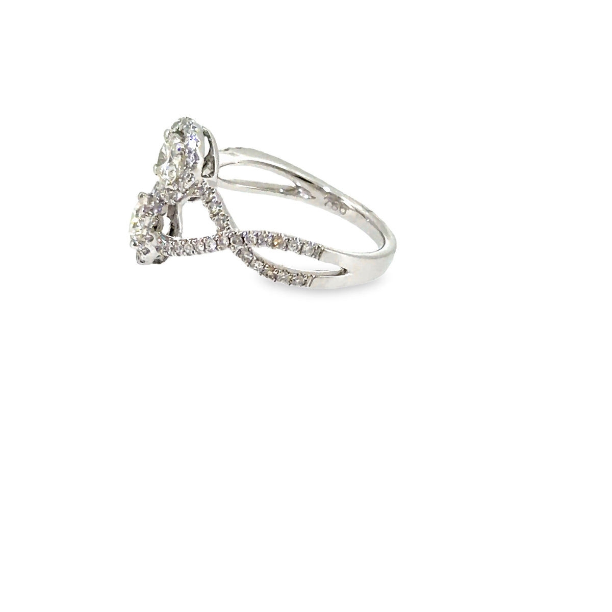 The Moonlit Twins Ring, 1.02ct Diamond, 18K White Gold by Benji Designs, view 3