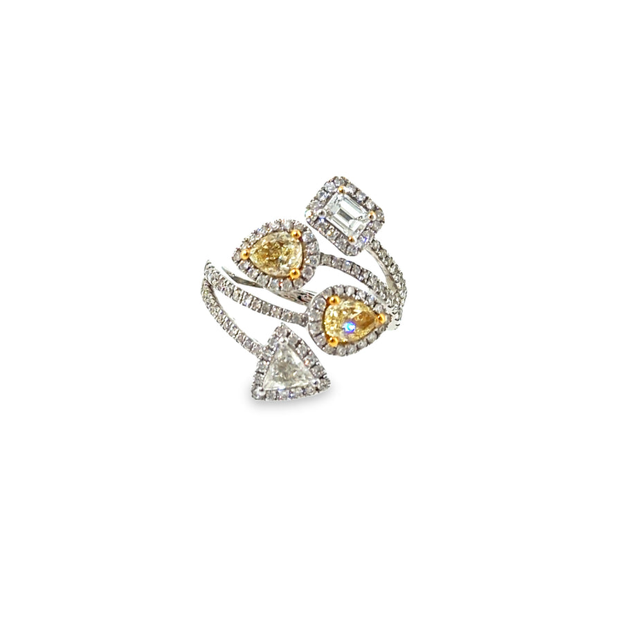 The Canary Constellation Ring, 2.51ct Yellow & White Diamond, 18K White Gold by Benji Designs, view 1