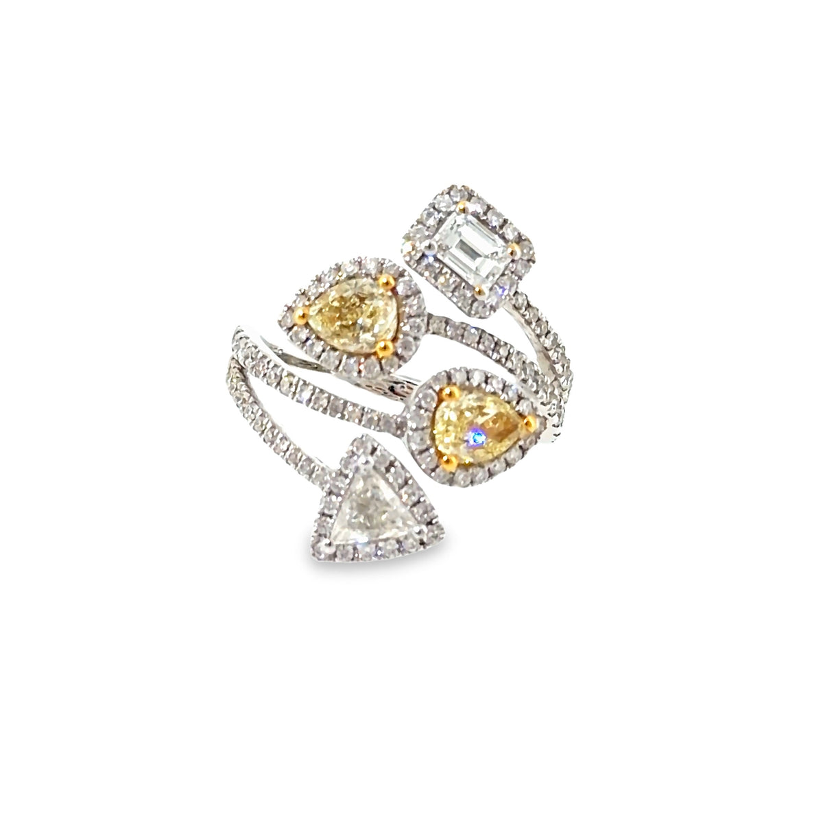 The Canary Constellation Ring, 2.51ct Yellow & White Diamond, 18K White Gold by Benji Designs, view 2
