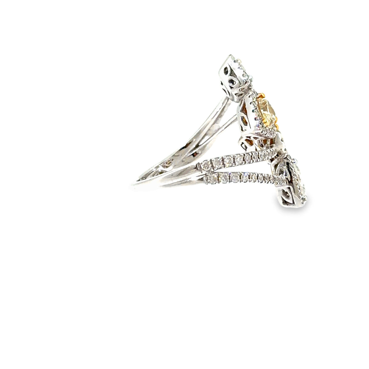 The Canary Constellation Ring, 2.51ct Yellow & White Diamond, 18K White Gold by Benji Designs, view 5