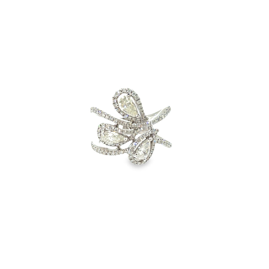 The Three Petals Ring, 1.70ct Diamond, 18K White Gold by Benji Designs, view 1
