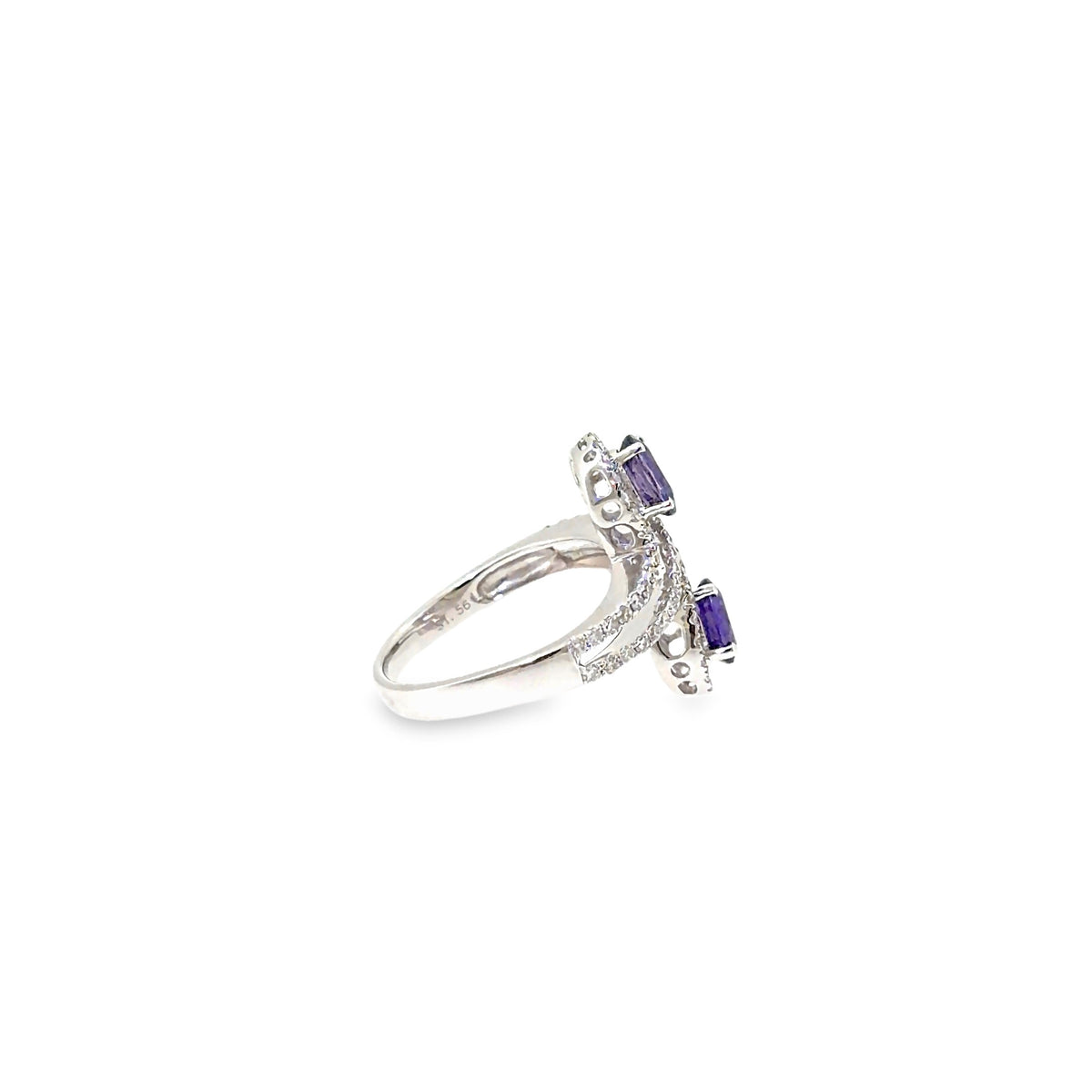 The Lilac Duet Ring, 2.35ct Pink Sapphire & Diamond, 18K White Gold by Benji Designs, view 5