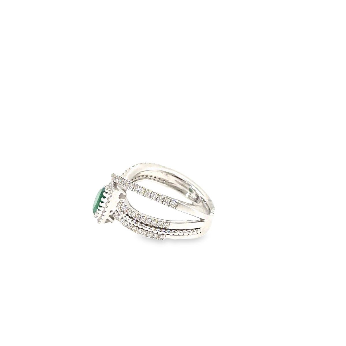 The Emerald Dewdrop Ring, 1.91ct Emerald & Diamond, 18K White Gold by Benji Designs, view 3
