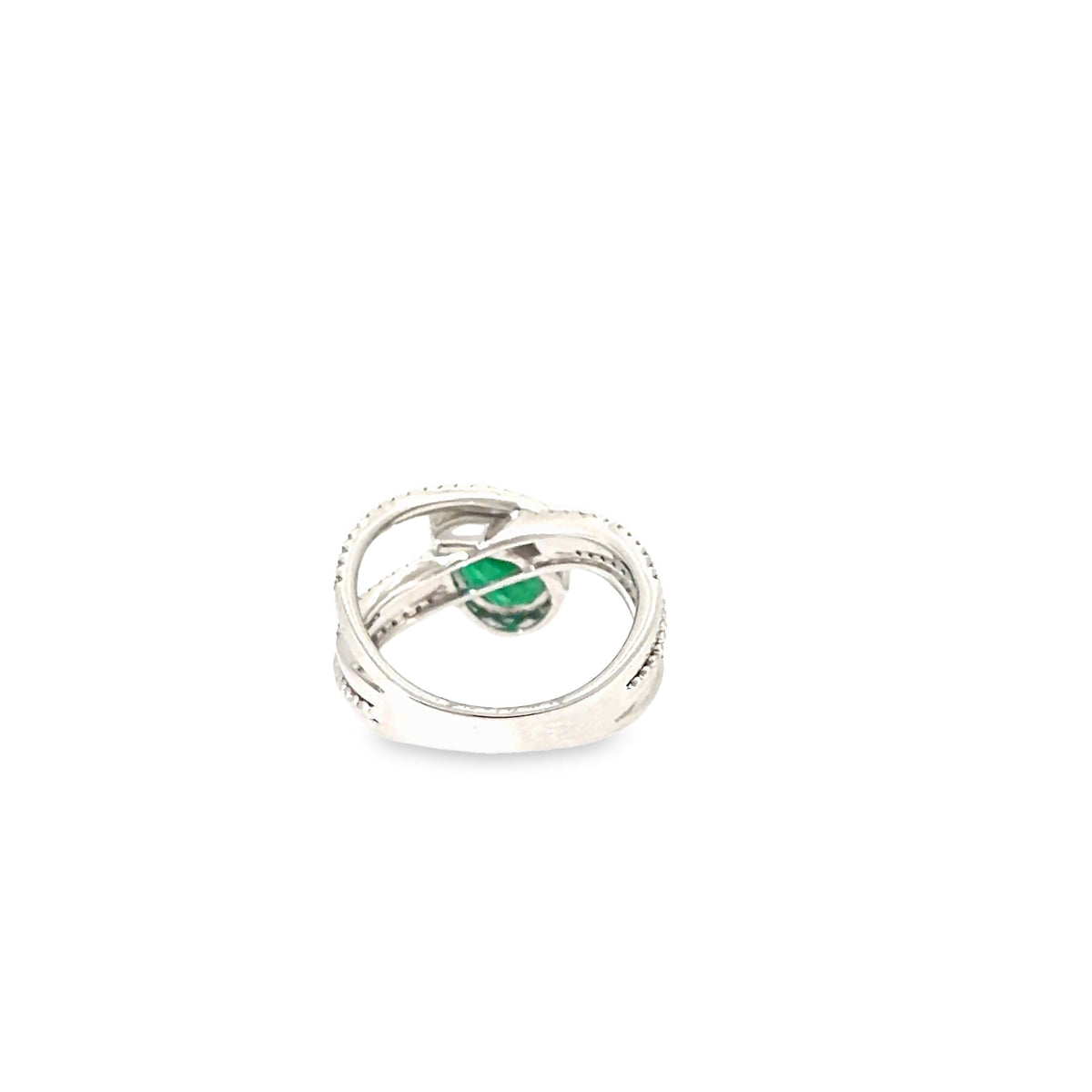 The Emerald Dewdrop Ring, 1.91ct Emerald & Diamond, 18K White Gold by Benji Designs, view 4