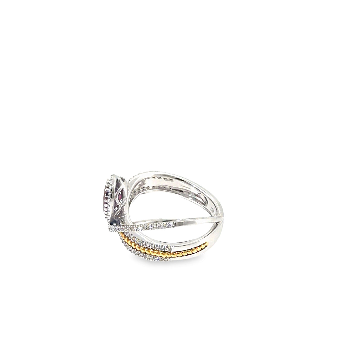 The Scarlet Orbit Ring, 2.07ct Ruby & Diamond, 18K White Gold by Benji Designs, view 3