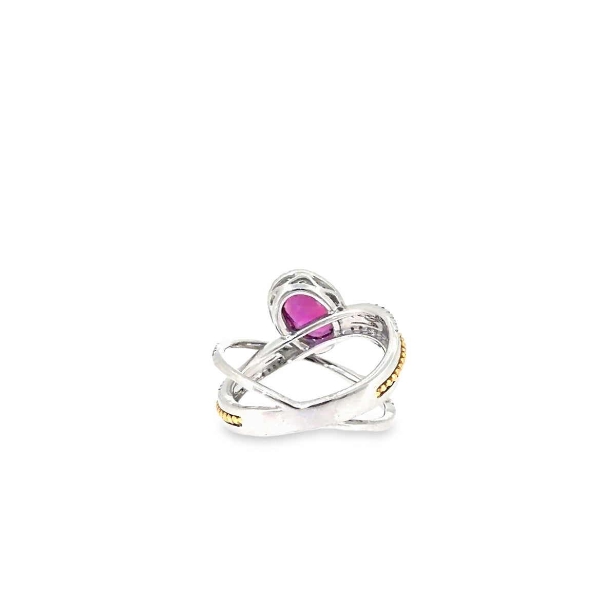 The Scarlet Orbit Ring, 2.07ct Ruby & Diamond, 18K White Gold by Benji Designs, view 4