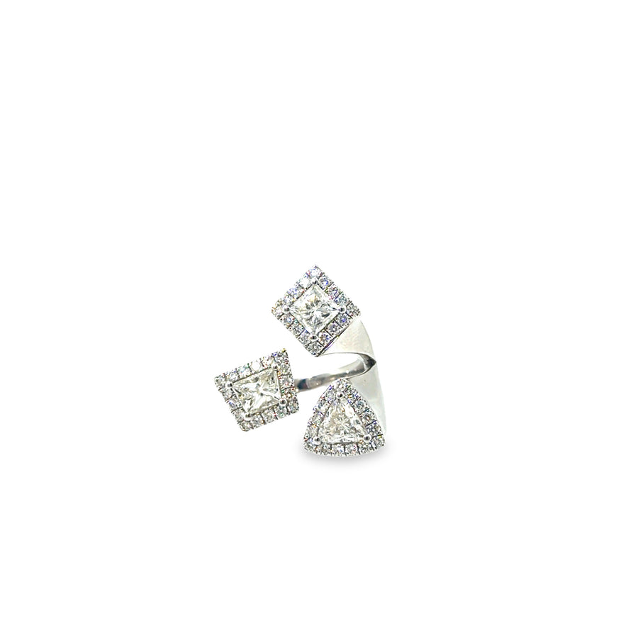 The Trinity Bypass Ring, 3.00ct Diamond, 14K White Gold by Benji Designs, view 1
