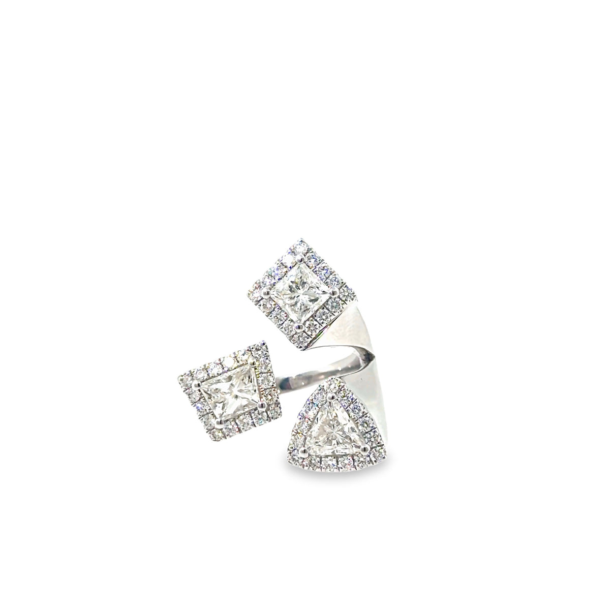 The Trinity Bypass Ring, 3.00ct Diamond, 14K White Gold by Benji Designs, view 2