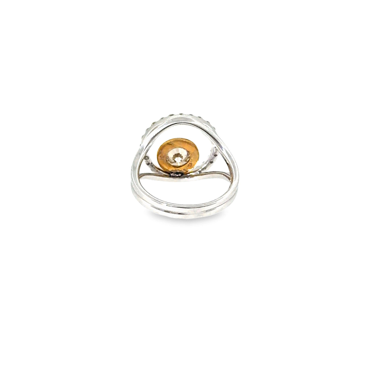 The Cognac Orbit Ring, Cognac Diamond Halo, 14K White Gold by Benji Designs, view 4