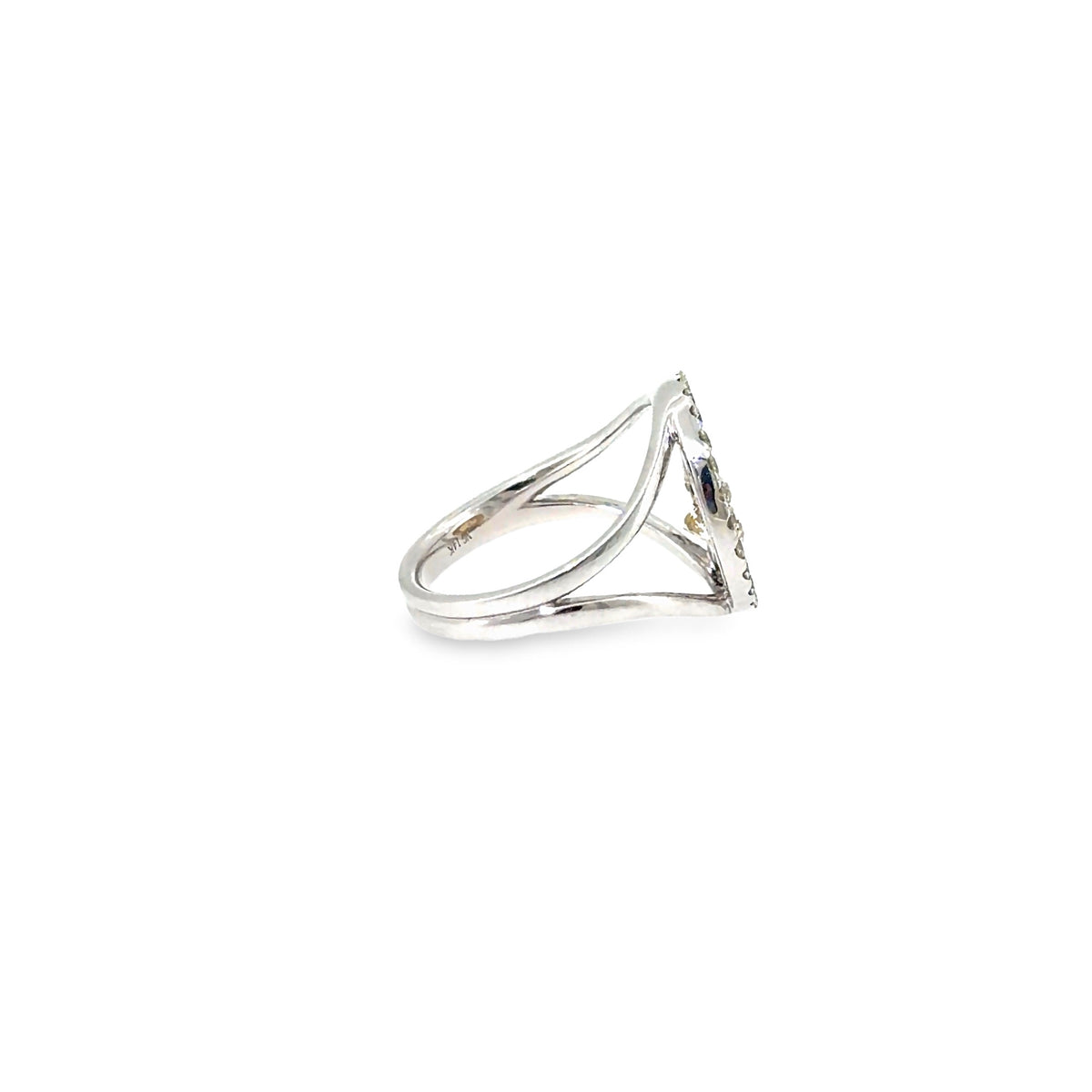 The Cognac Orbit Ring, Cognac Diamond Halo, 14K White Gold by Benji Designs, view 5