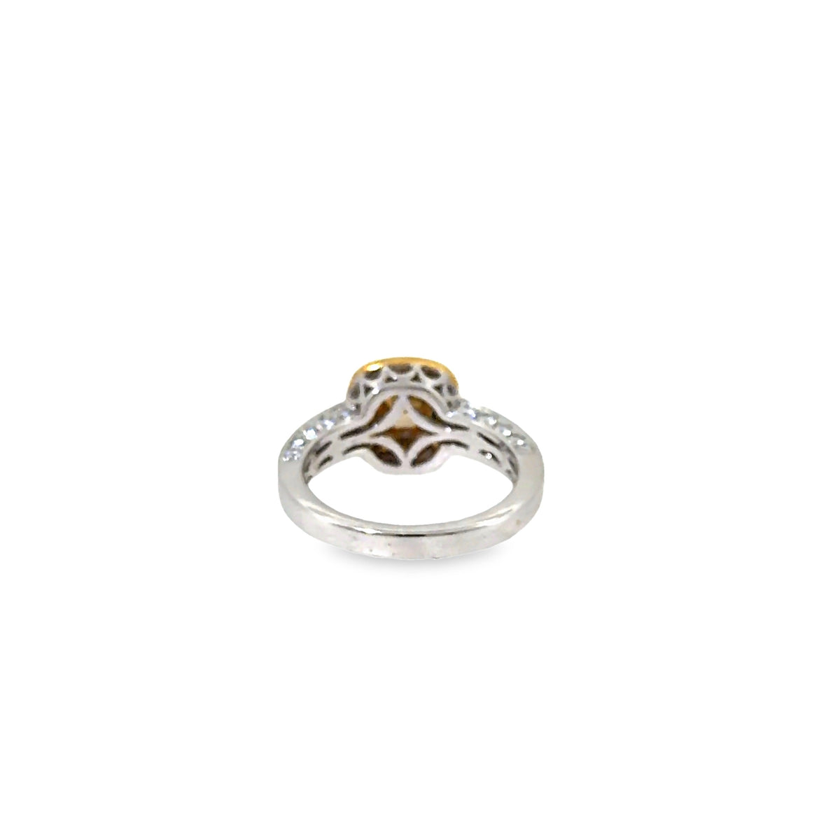 The Saffron Halo Ring, 1.70ct Brown & Yellow Diamond, 18K White Gold by Benji Designs, view 4