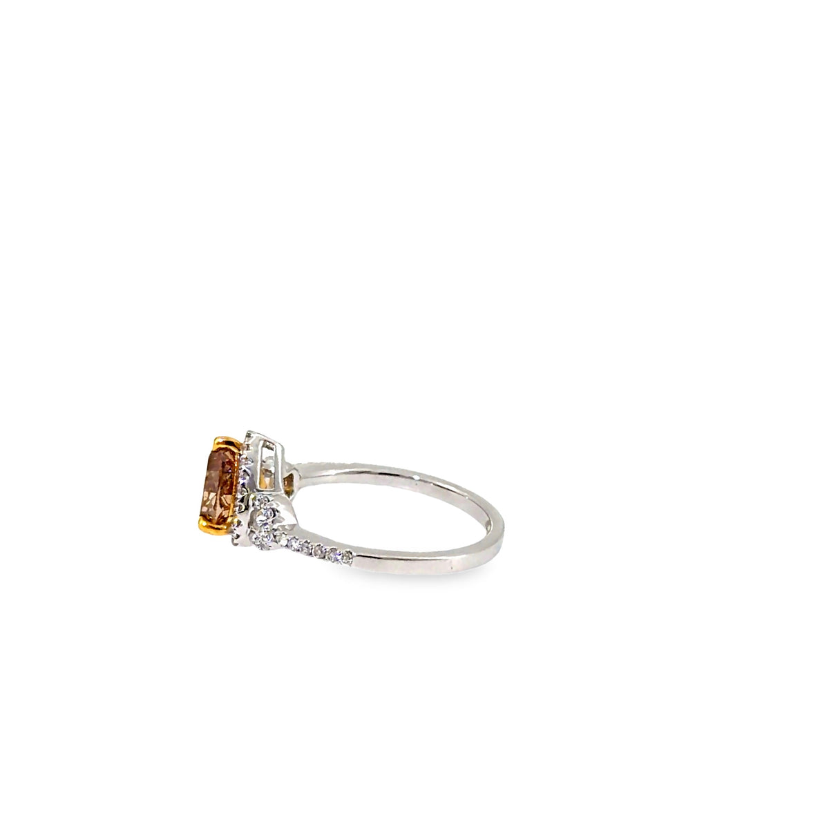The Mocha Teardrop Ring, 1.27ct Brown Diamond, 18K White Gold by Benji Designs, view 3