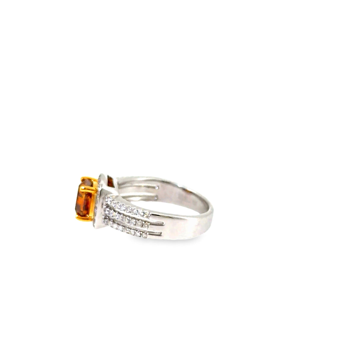The Amber Blaze Ring, 2.55ct Brown-Orange Diamond, 18K White Gold by Benji Designs, view 3