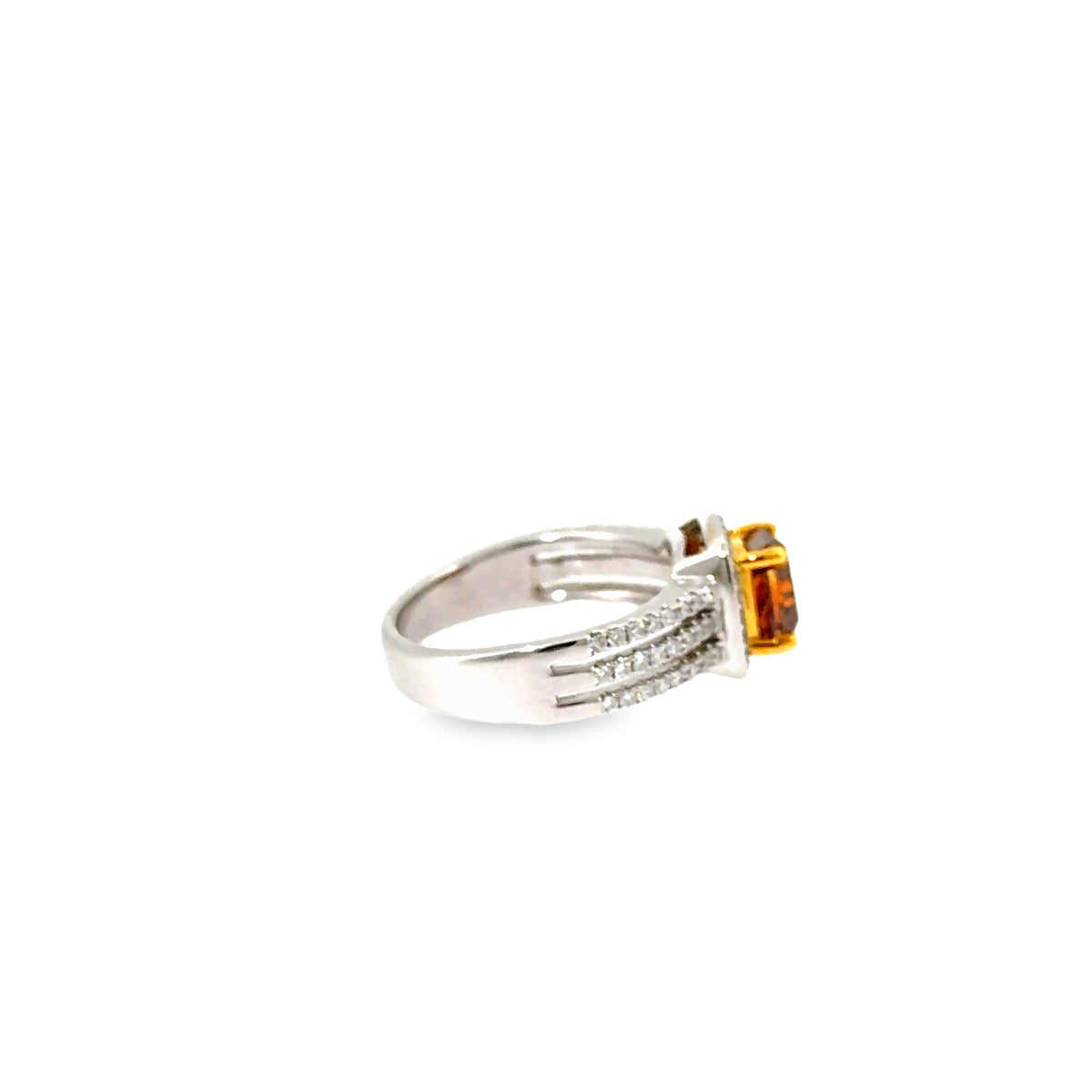 The Amber Blaze Ring, 2.55ct Brown-Orange Diamond, 18K White Gold by Benji Designs, view 5