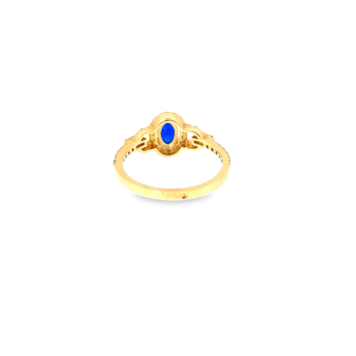 The Royal Blue Halo Ring, 0.75ct Sapphire & Diamond, 14K Yellow Gold by Benji Designs, view 4