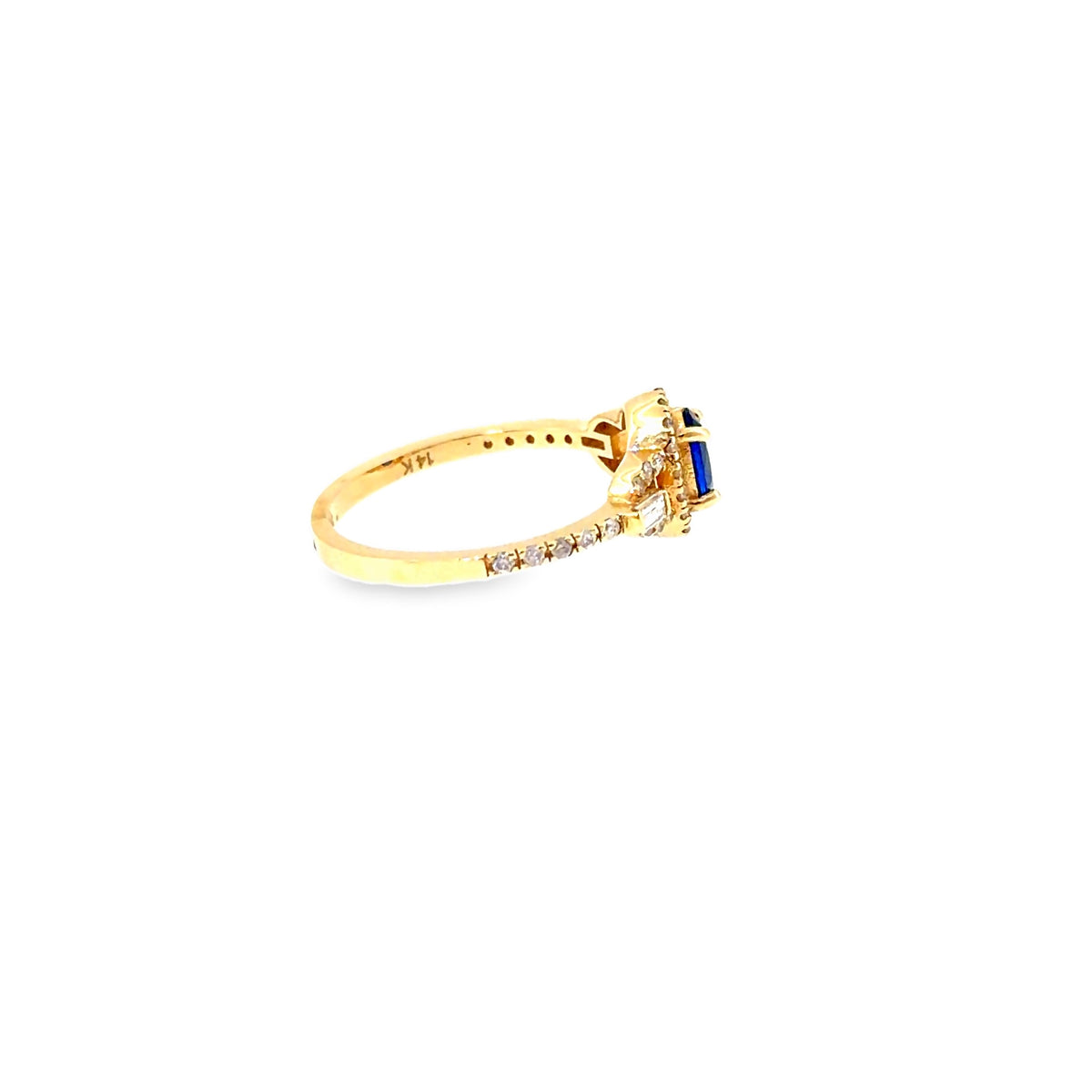 The Royal Blue Halo Ring, 0.75ct Sapphire & Diamond, 14K Yellow Gold by Benji Designs, view 5