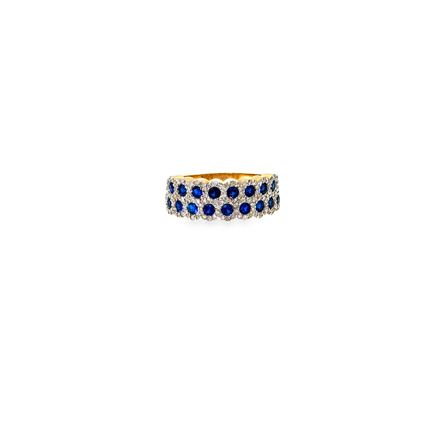 The Sapphire Lattice Band, 1.15ct Sapphire & Diamond, 14K Yellow Gold by Benji Designs, view 1