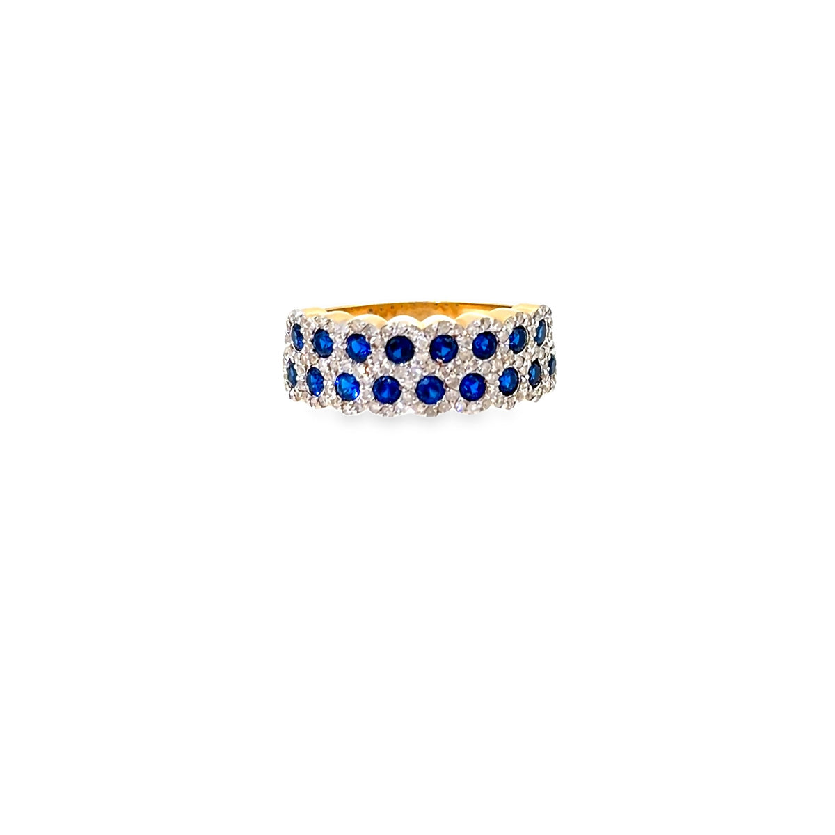 The Sapphire Lattice Band, 1.15ct Sapphire & Diamond, 14K Yellow Gold by Benji Designs, view 2