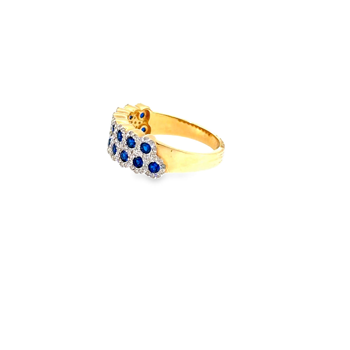 The Sapphire Lattice Band, 1.15ct Sapphire & Diamond, 14K Yellow Gold by Benji Designs, view 3
