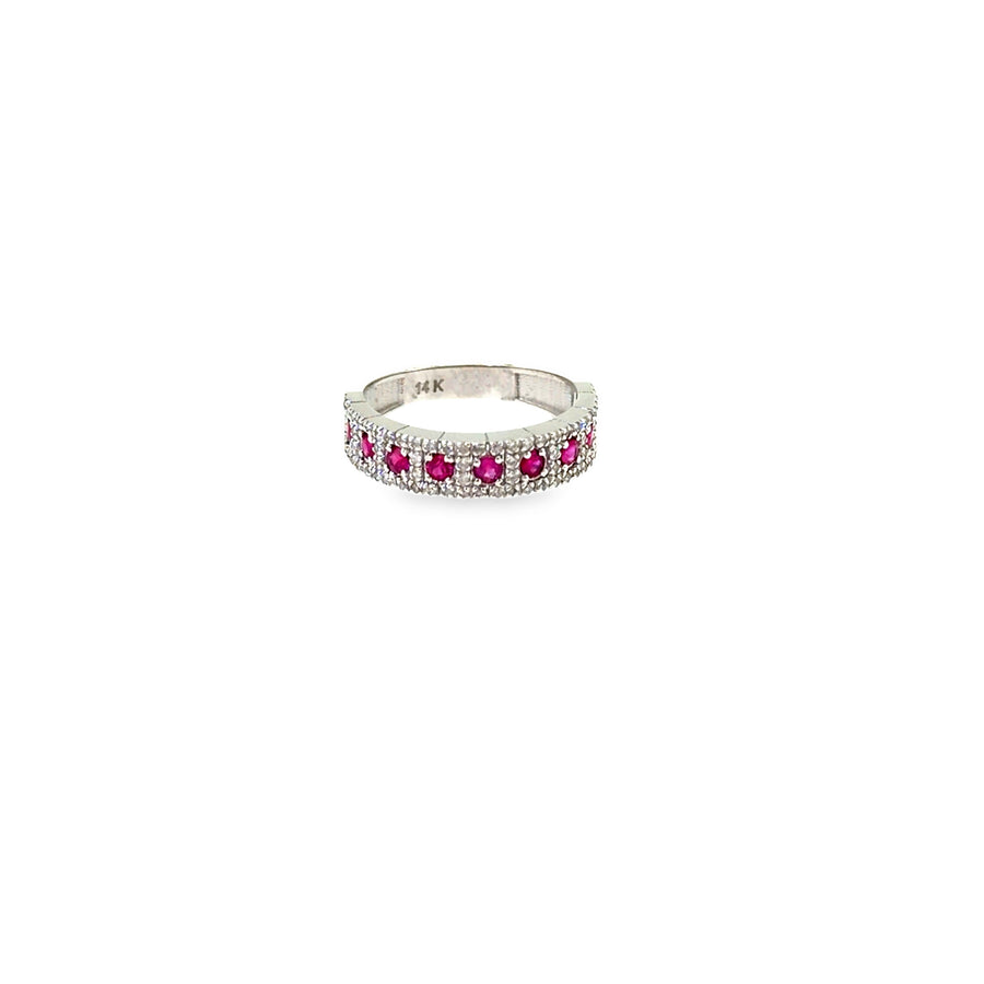 The Ruby Promenade Band, 0.90ct Ruby & Diamond, 14K White Gold by Benji Designs, view 1