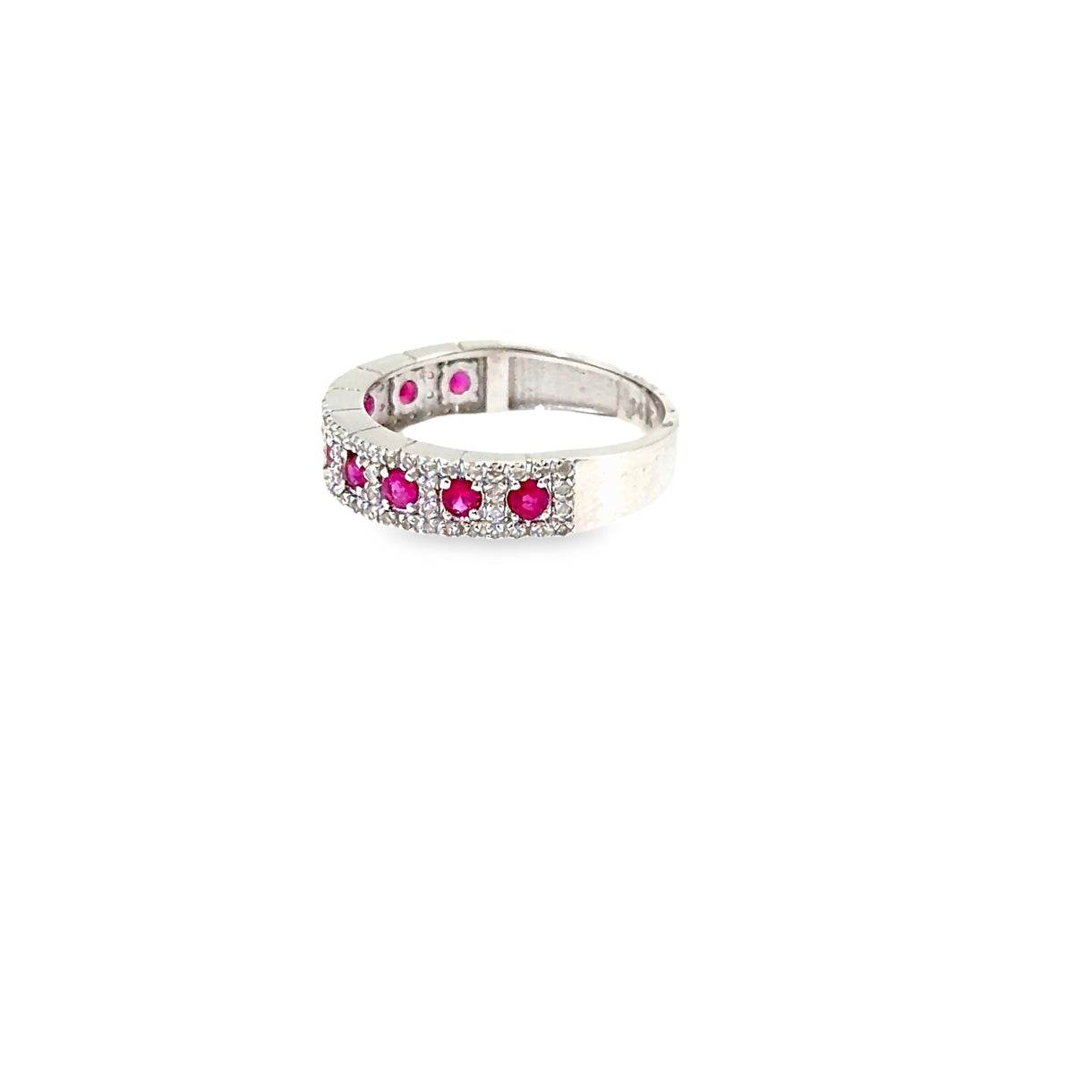 The Ruby Promenade Band, 0.90ct Ruby & Diamond, 14K White Gold by Benji Designs, view 3