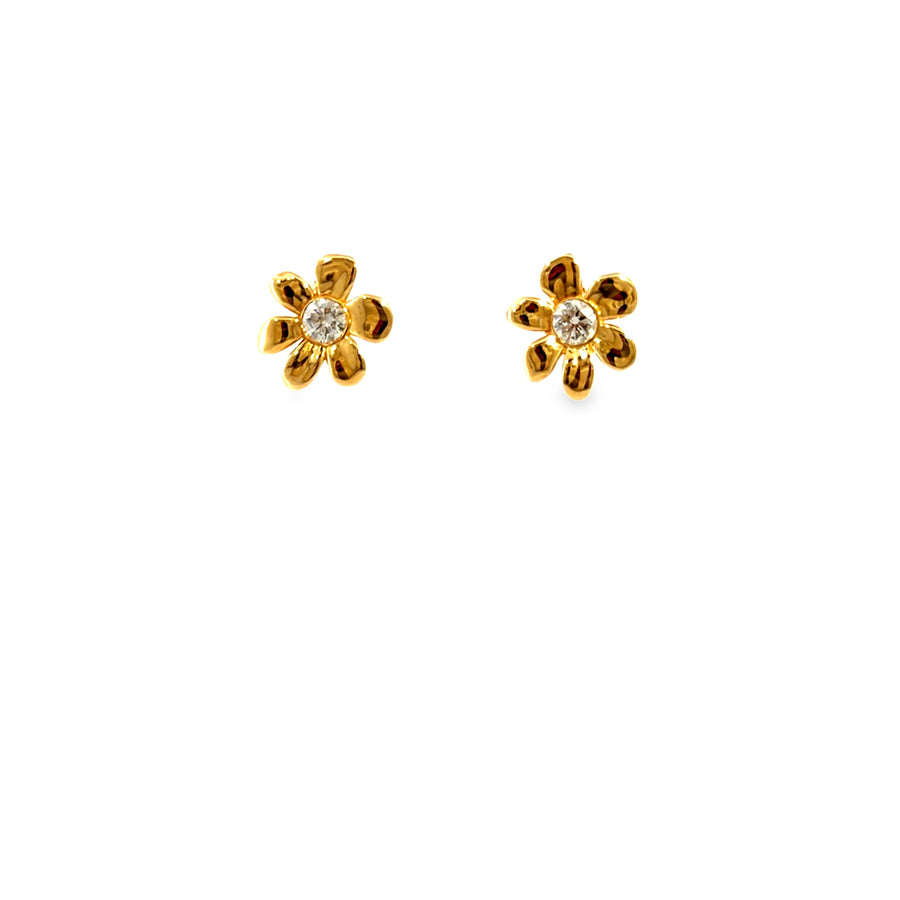 The Golden Daisy Studs, 0.50ct Diamond, 14K Yellow Gold by Benji Designs, view 1