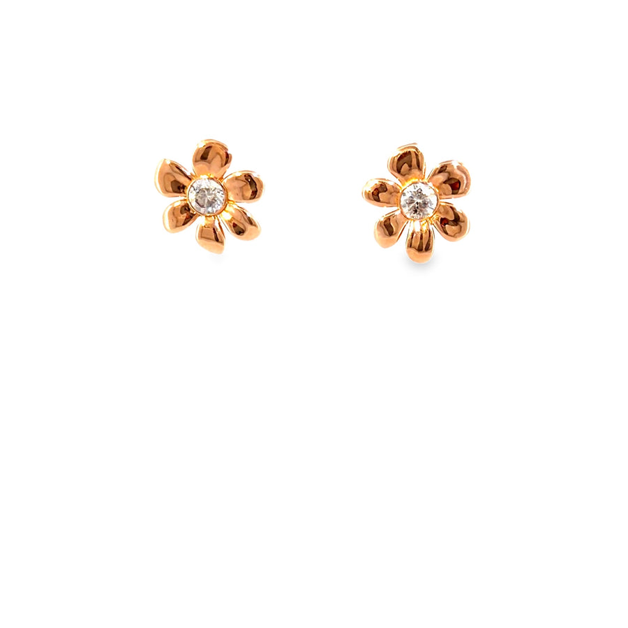 The Rose Daisy Studs, 0.50ct Diamond, 14K Rose Gold by Benji Designs, view 1