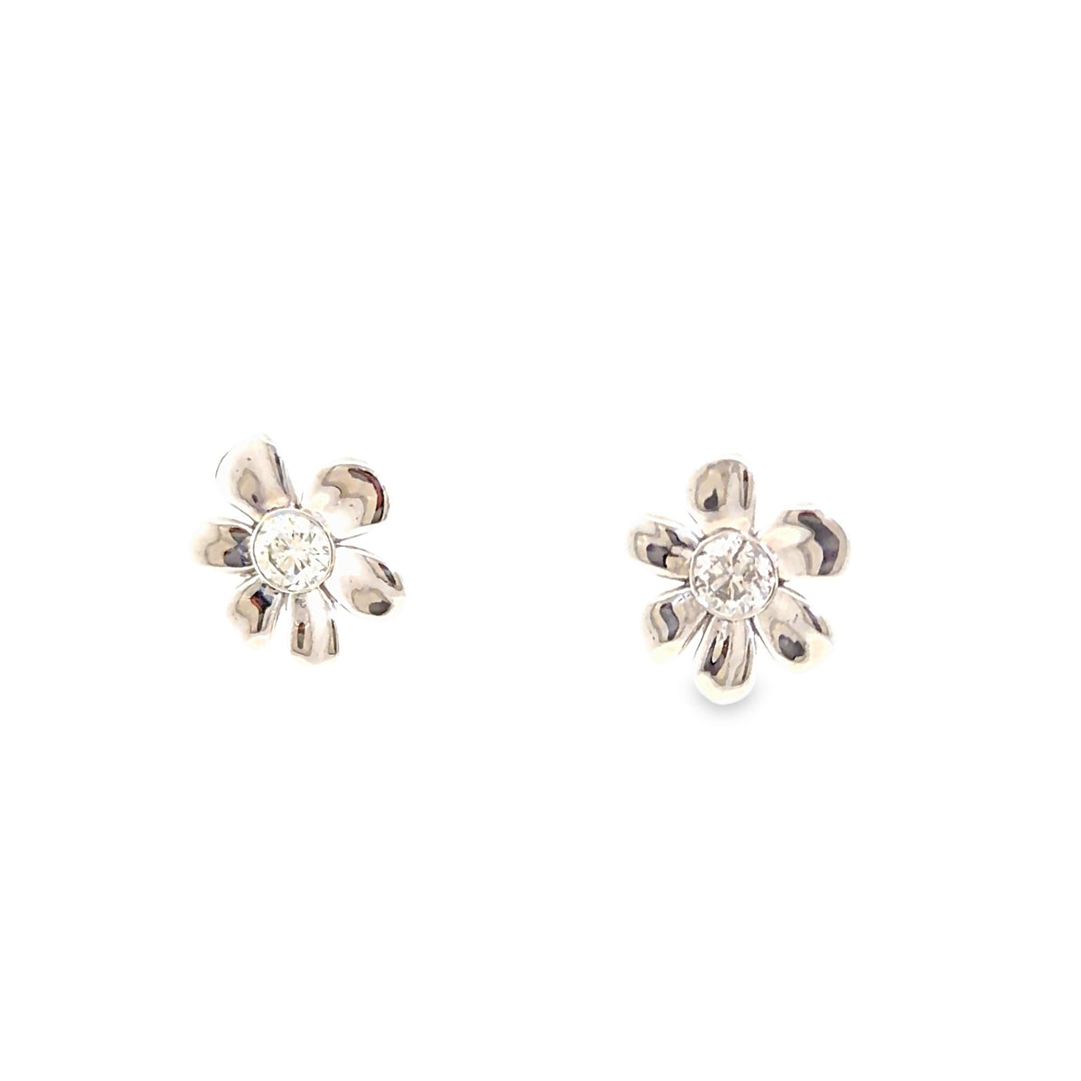 The Frost Daisy Studs, 0.50ct Diamond, 14K White Gold by Benji Designs, view 3