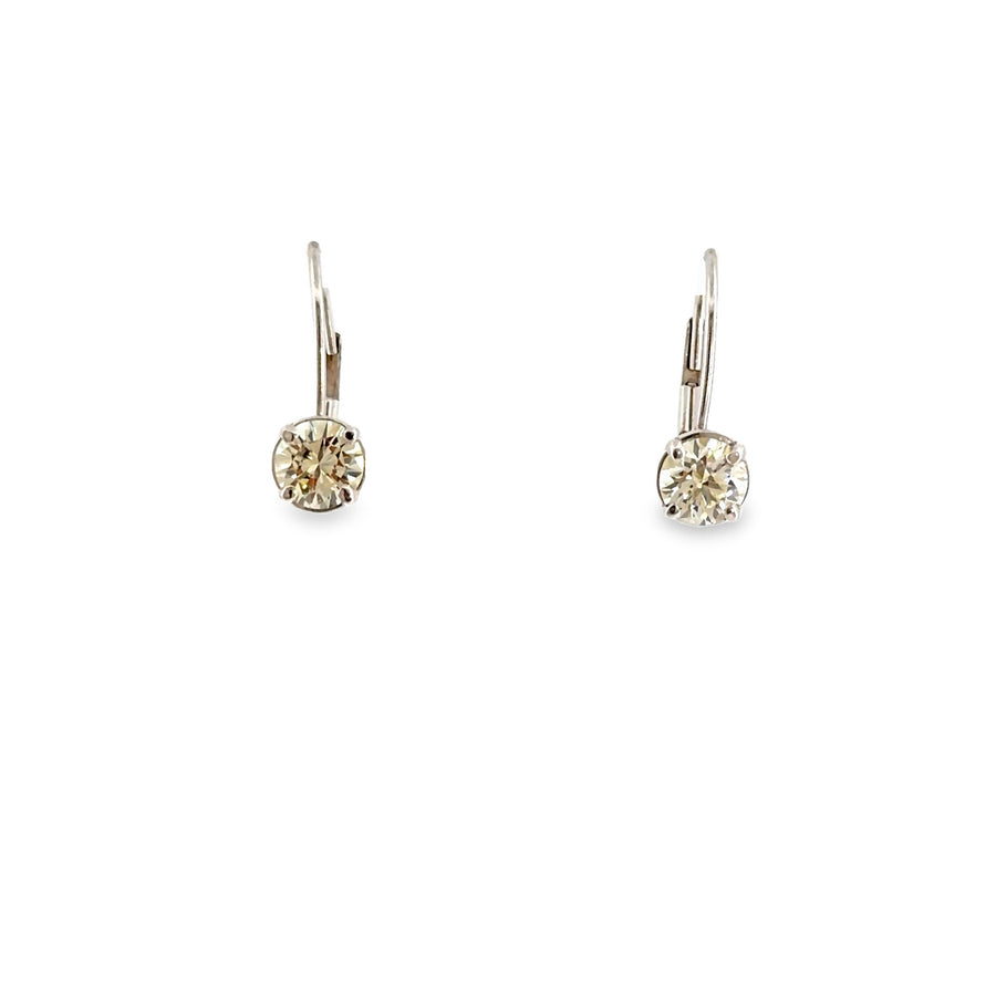 The Moonlight Drop Earrings, 1.05ct Diamond, 14K White Gold by Benji Designs, view 1
