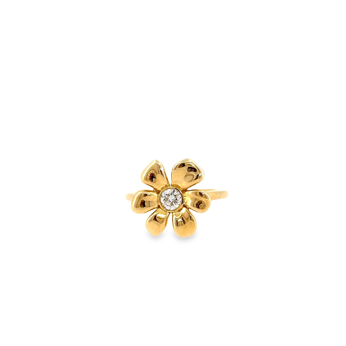 The Golden Blossom Ring, 0.25ct Diamond, 14K Yellow Gold by Benji Designs, view 1