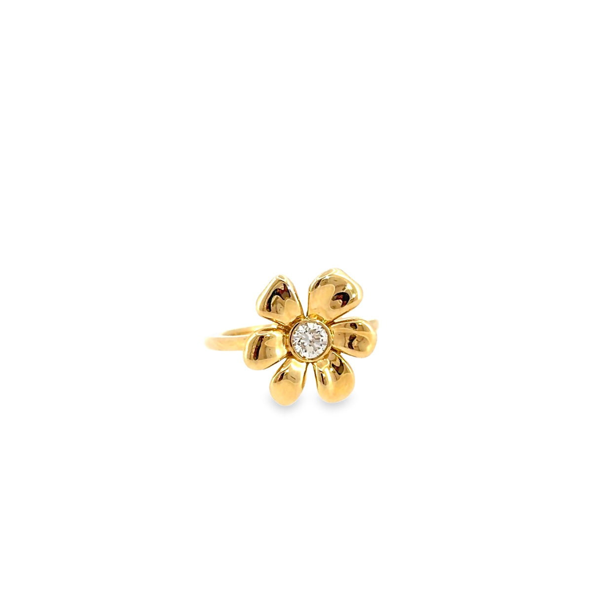The Golden Blossom Ring, 0.25ct Diamond, 14K Yellow Gold by Benji Designs, view 2