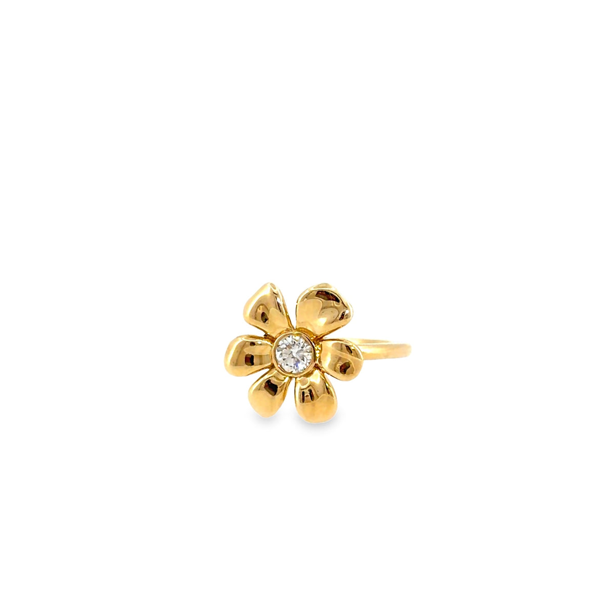 The Golden Blossom Ring, 0.25ct Diamond, 14K Yellow Gold by Benji Designs, view 3