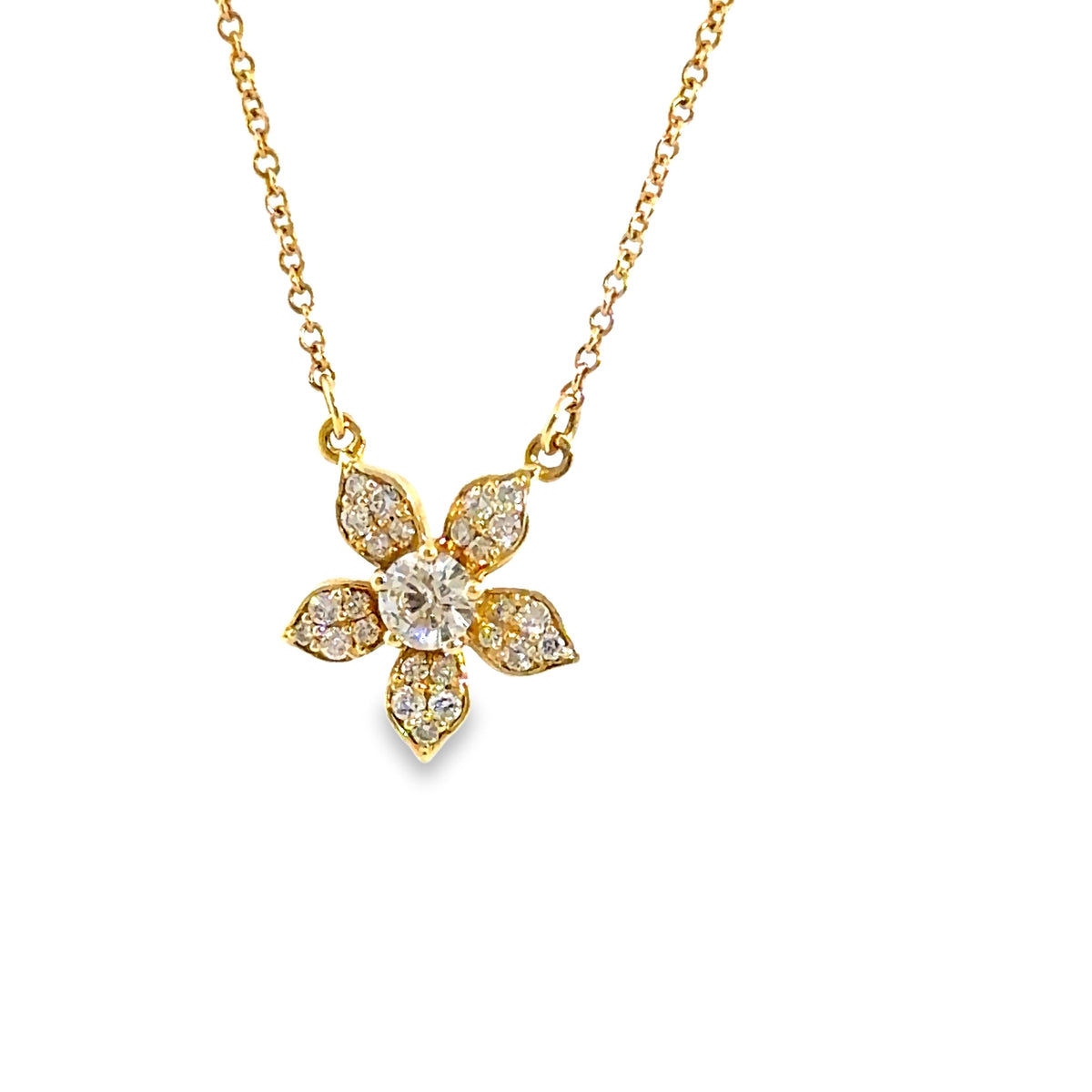 The Golden Petal Pendant, 0.33ct Diamond, 14K Yellow Gold by Benji Designs, view 3