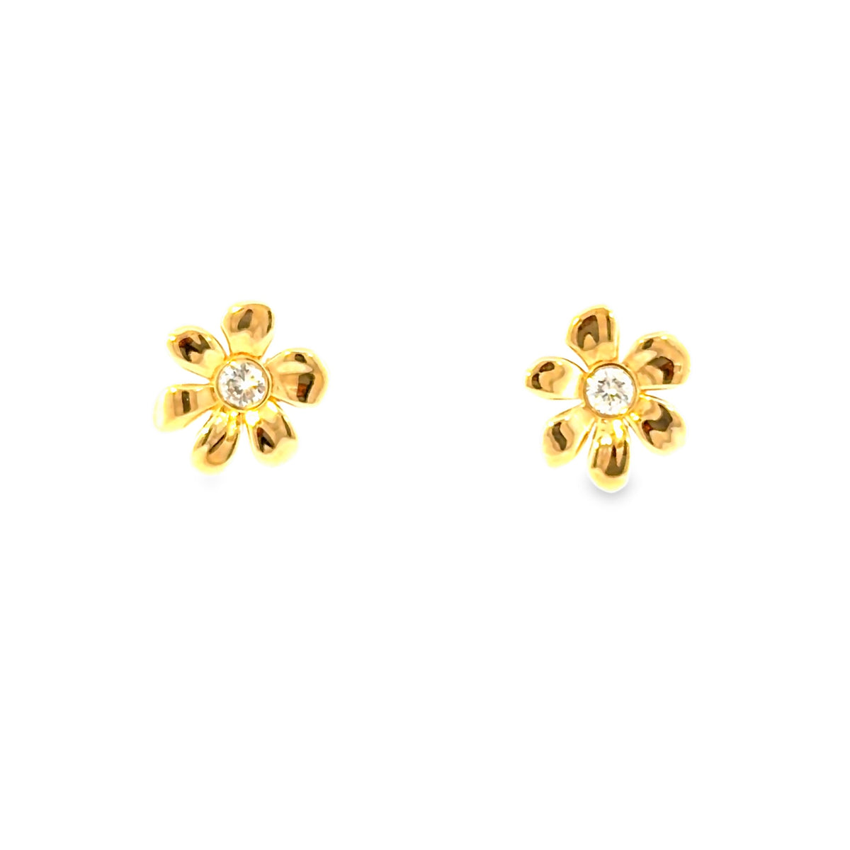 The Buttercup Studs, 0.25ct Diamond, 14K Yellow Gold by Benji Designs, view 1