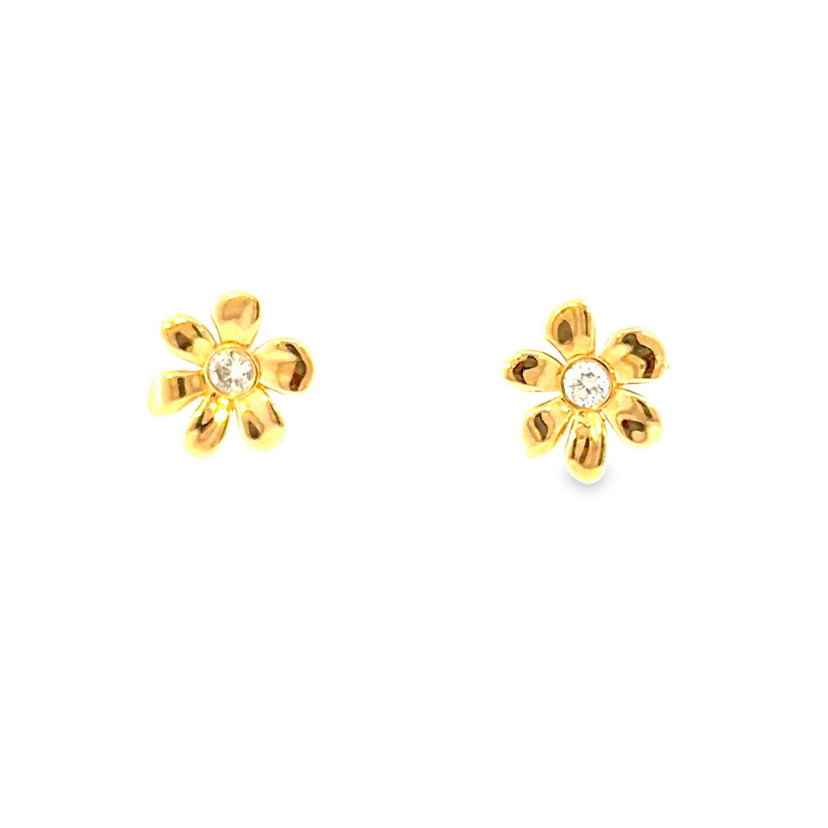 The Buttercup Studs, 0.25ct Diamond, 14K Yellow Gold by Benji Designs, view 3