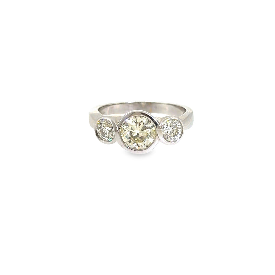 The Three Moons Ring, 1.80ct Diamond, 14K White Gold by Benji Designs, view 1