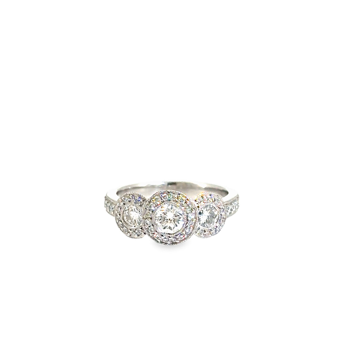 The Three Halos Ring, 1.25ct Diamond, Platinum by Benji Designs, view 1
