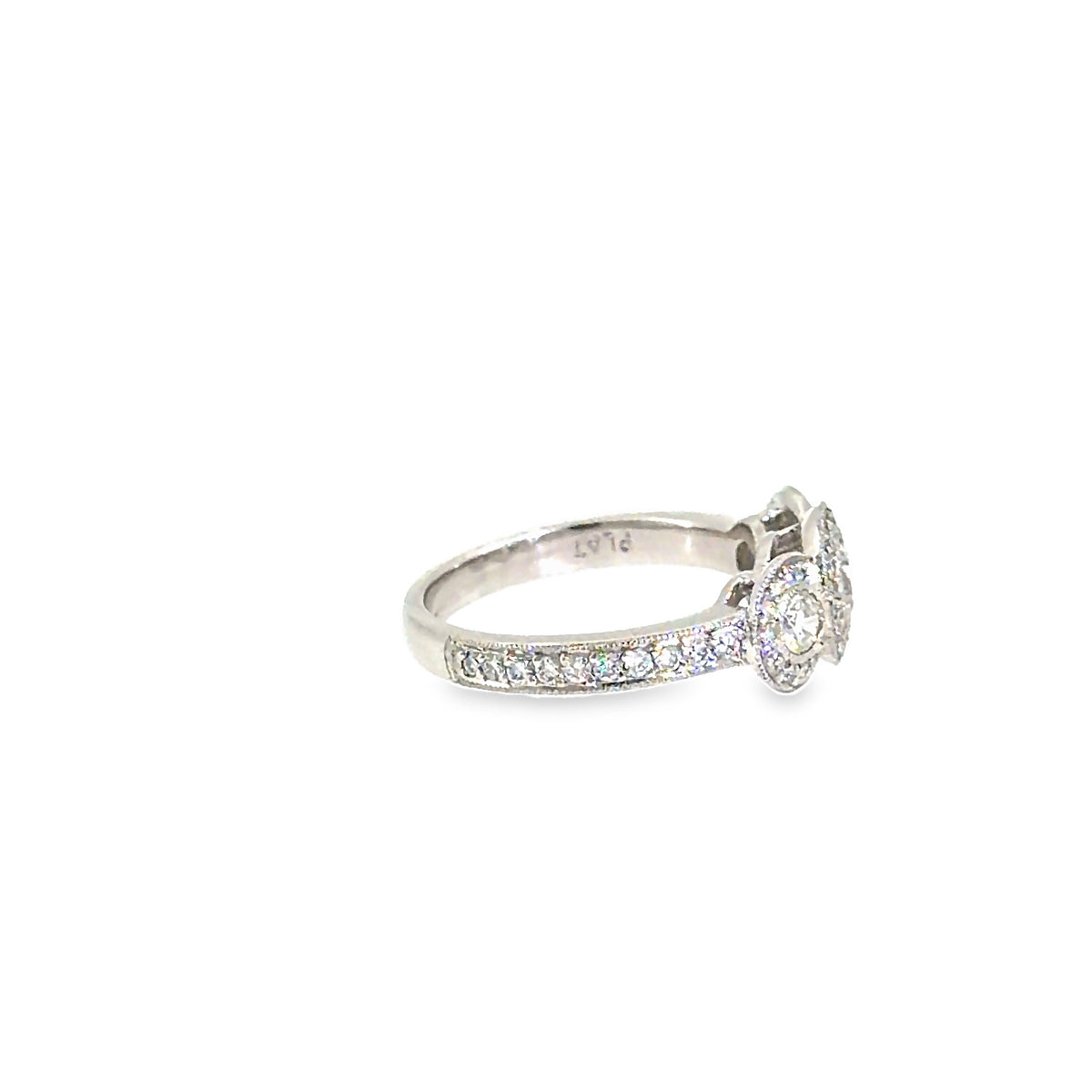 The Three Halos Ring, 1.25ct Diamond, Platinum by Benji Designs, view 2