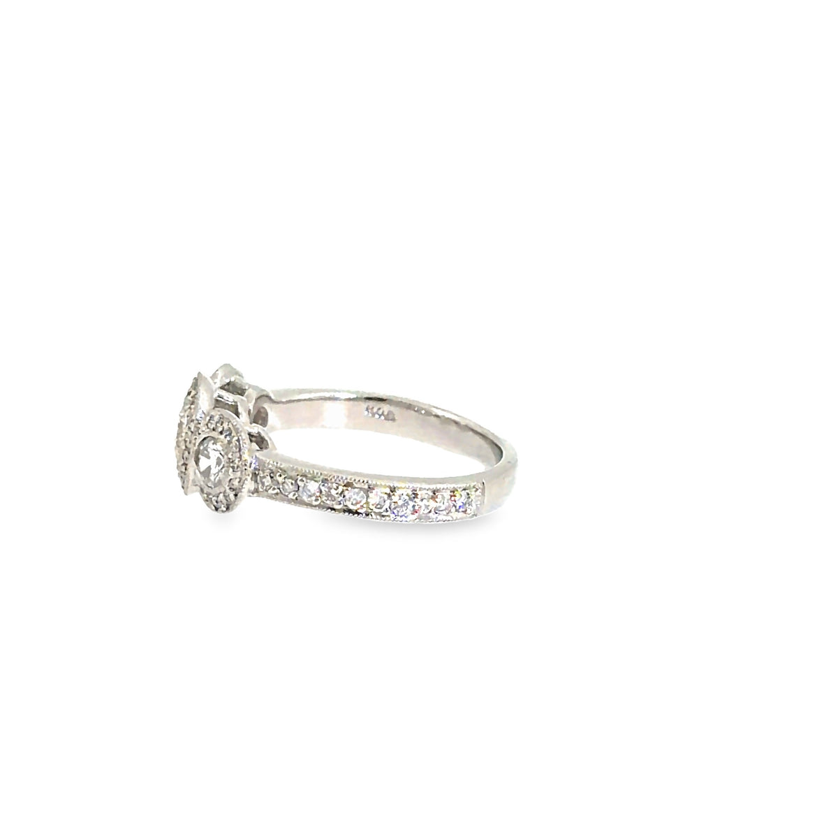 The Three Halos Ring, 1.25ct Diamond, Platinum by Benji Designs, view 3