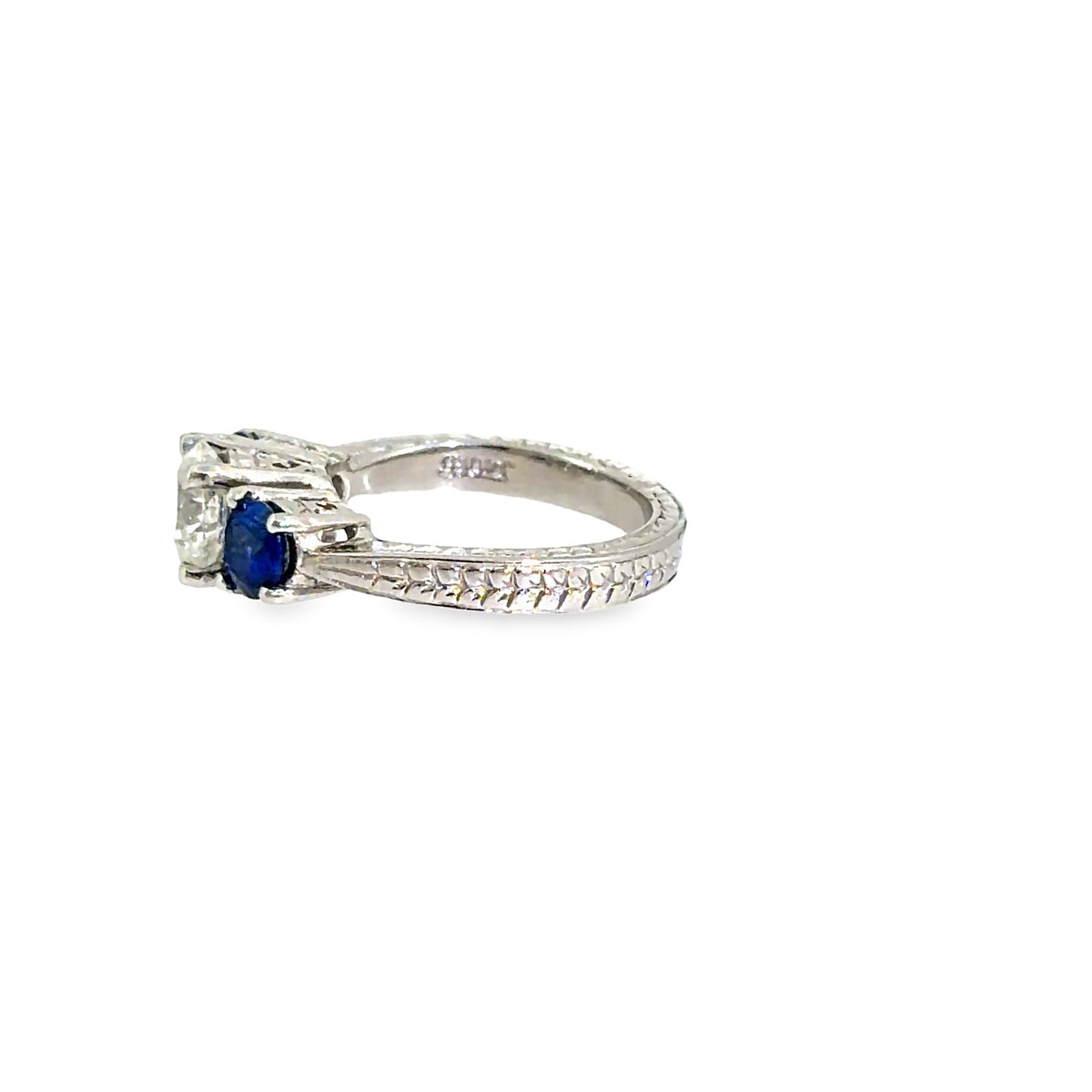 The Blue Vow Ring, 2.56ct Sapphire & Diamond, Platinum by Benji Designs, view 3