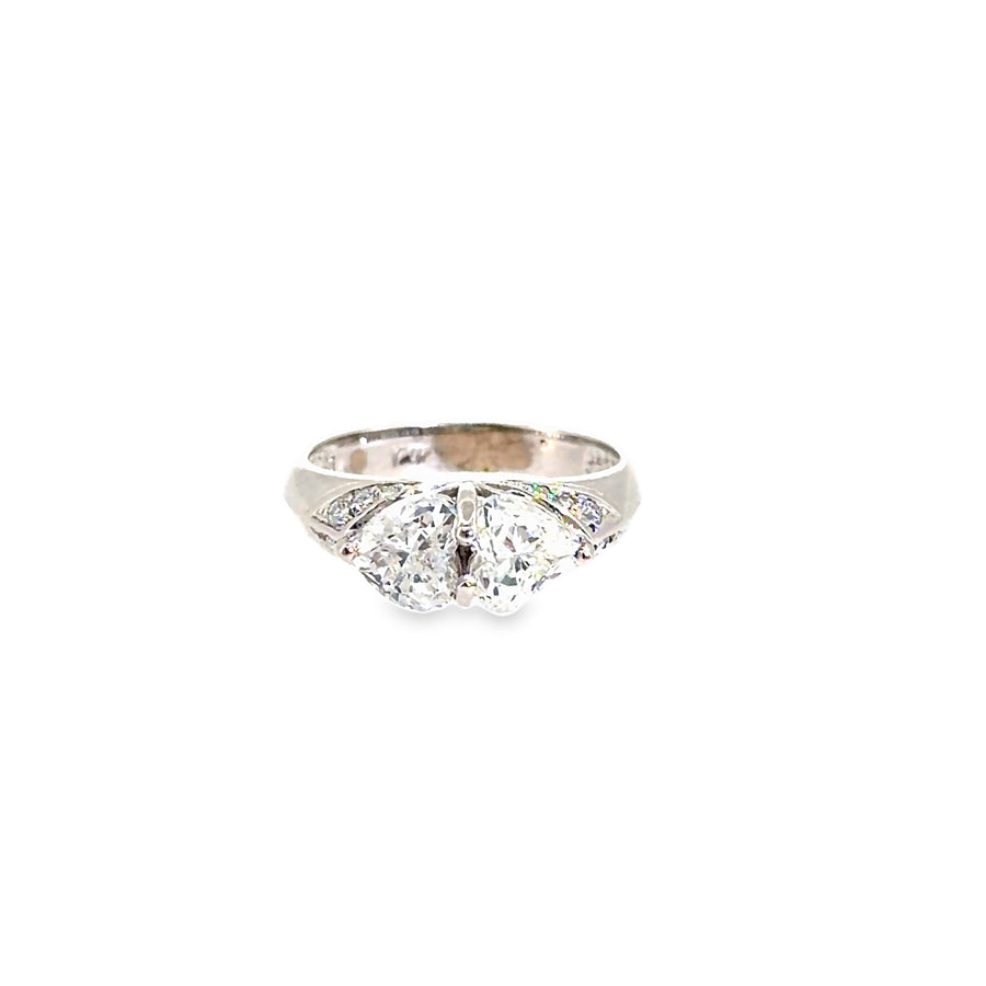 The Two Hearts Ring, 2.20ct Diamond, 14K White Gold by Benji Designs, view 1
