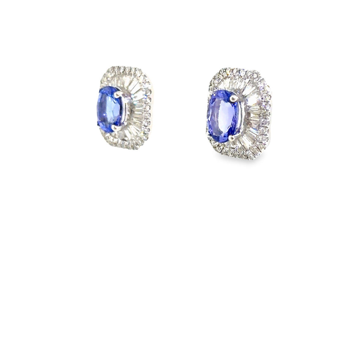 The Violet Deco Studs, 2.07ct oval tanzanite & 1.30ct diamond, 14K White Gold by Benji Designs, view 3